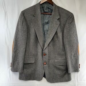 Oak Creek Blazer Mens 42R Grey Brown Tweed Suede Elbow Patches‎ USA Made
